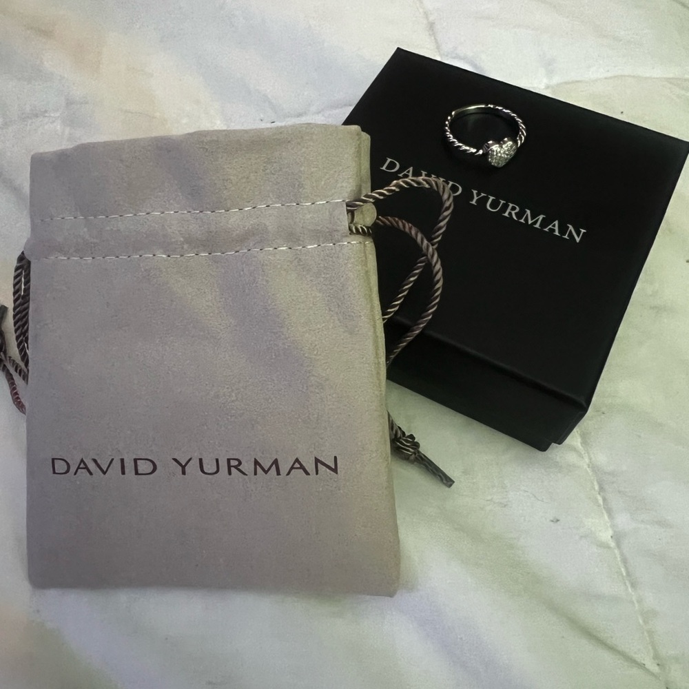 David Yurman Silver Heart Ring with Diamonds